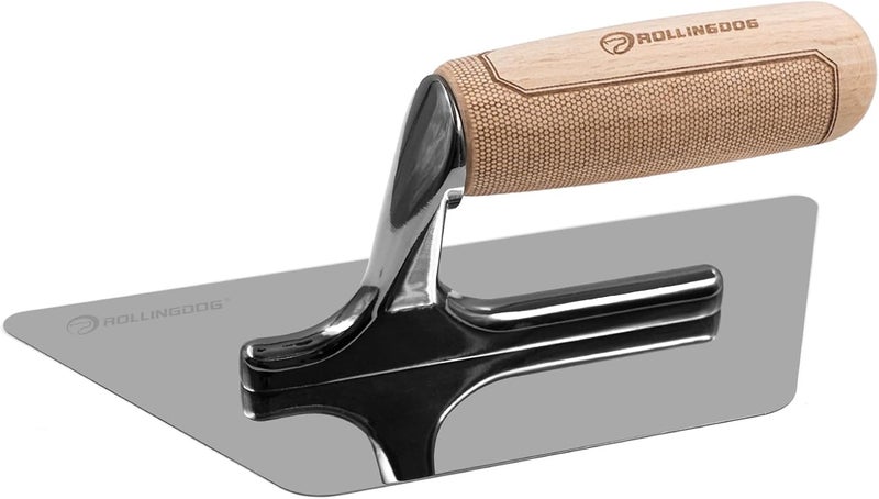 Rolling Dog Venetian Plaster Trowel 240mm x 130mm x 100mm - Mirror Polished 420 Stainless Steel Blade, Ergonomic Beech Handle for Decorative Finish and Polish - Image 1